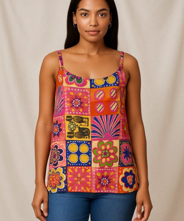 BLUSA DE ALCINHA MIX DE ESTAMPA COLORIDA