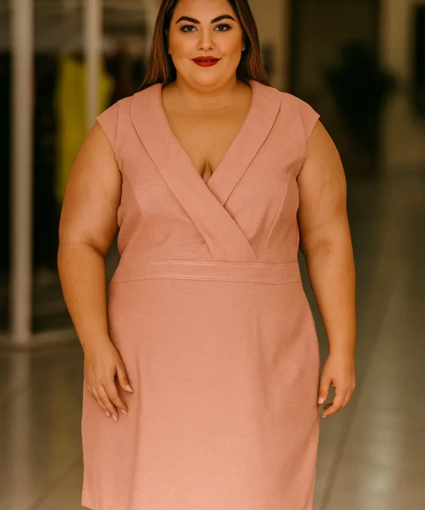 VESTIDO ROSA DECOTE V SEM MANGA - BARRED´S