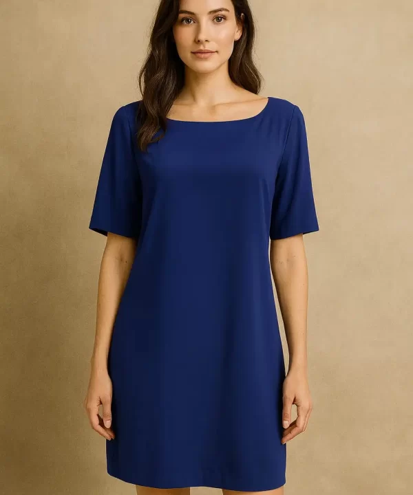 VESTIDO MANGA CURTA AMARRAR NAS COSTAS AZUL MARINHO- NOLLA