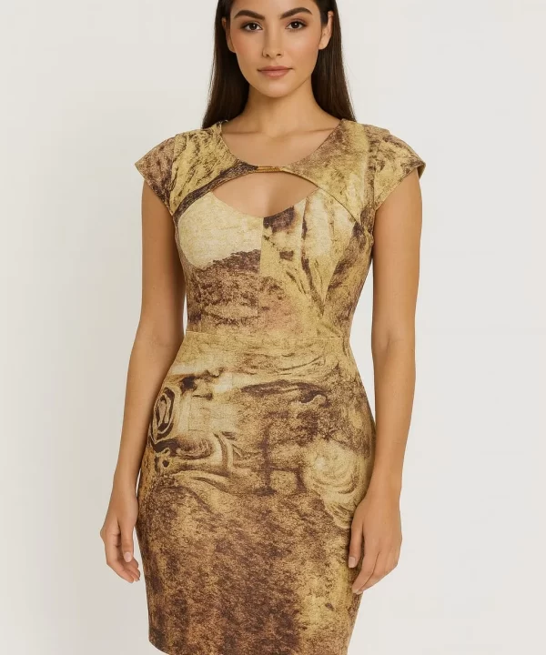 VESTIDO TUBINHO DE ONCINHA - LANA ROSA