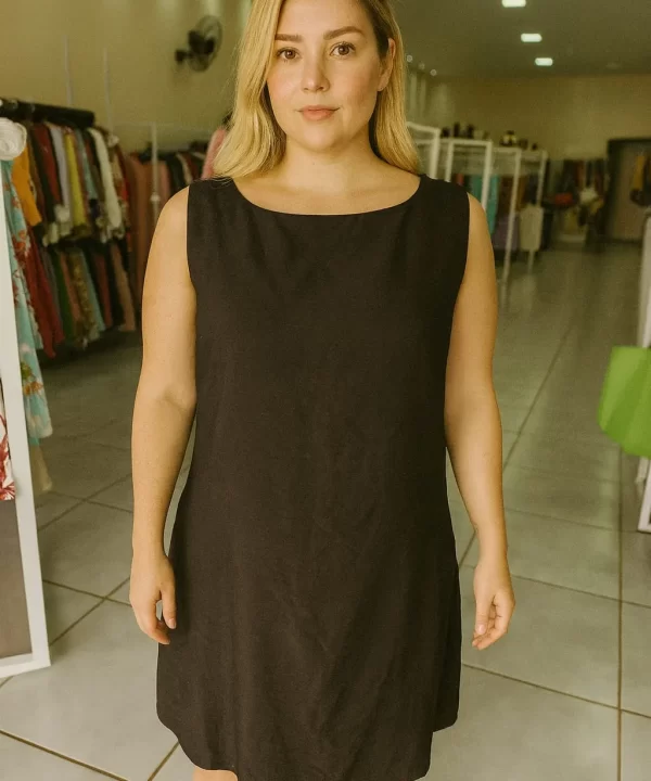 VESTIDO SOCIAL PRETO DE ALÇA ZIPER NAS COSTAS- VICK STAR