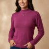 BLUSA DE FRIO GOLA ALTA MANGA LONGA CANELADA MARSALA - HERING