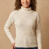 BLUSA DE FRIO MANGA LONGA CACHARREL CANELADA DE TRICÔ OFF WHITE COM BOLINHAS COLORIDAS