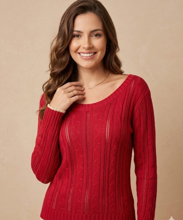 BLUSA MANGA LONGA DE TRICÔ VERMELHO