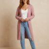 CARDIGAN MANGA LONGA DE TRICÔ COR ROSINHA