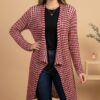 CARDIGAN MANGA LONGA VERMELHO COM XADREZ BRANCO