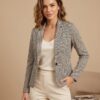 BLAZER BRANCO COM PRETO E BOTÃO PRETO - MISS DUTRA